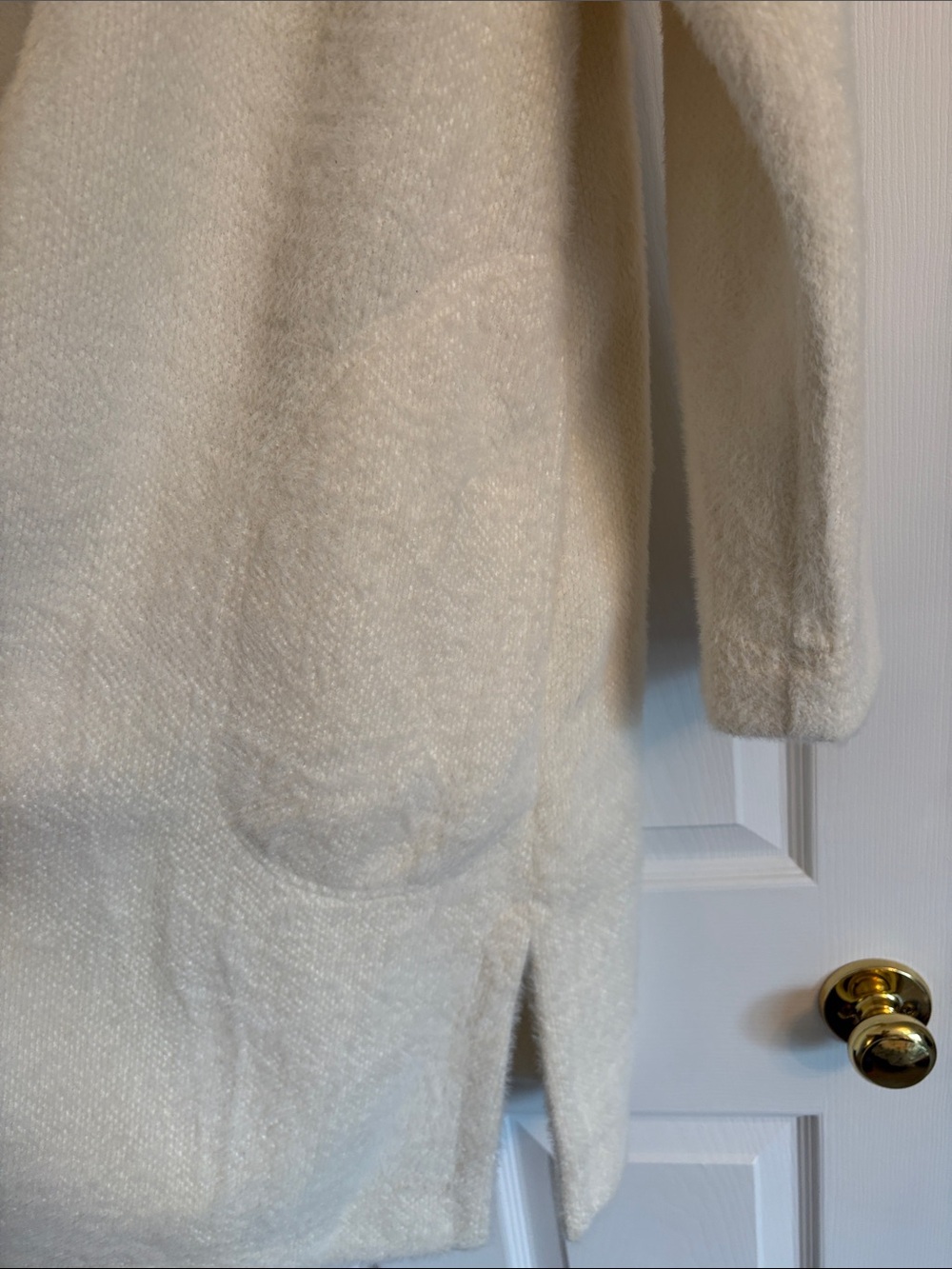 SYMPLI Cream Plush Open-Front Cardigan Jacket - Picture 3 of 11